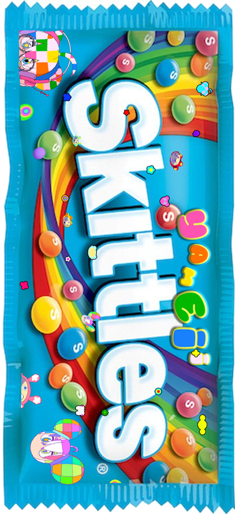 Skittles foil packaging with Yameii artwork